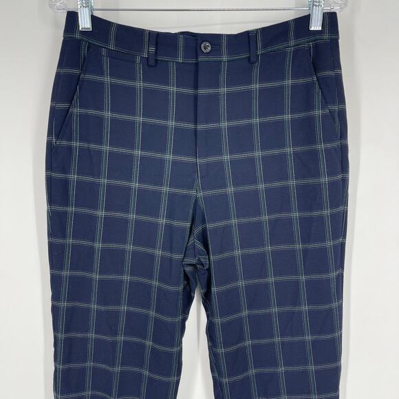 Zara Blue Plaid Wide Leg Trousers Size 30 High Waisted - Picture 6 of 10